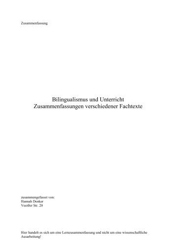 Zusammenfassung: Mehrsprachigkeit - online. net