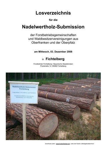 Losverzeichnis Nadelwertholz-Submission - Bayerische Staatsforsten