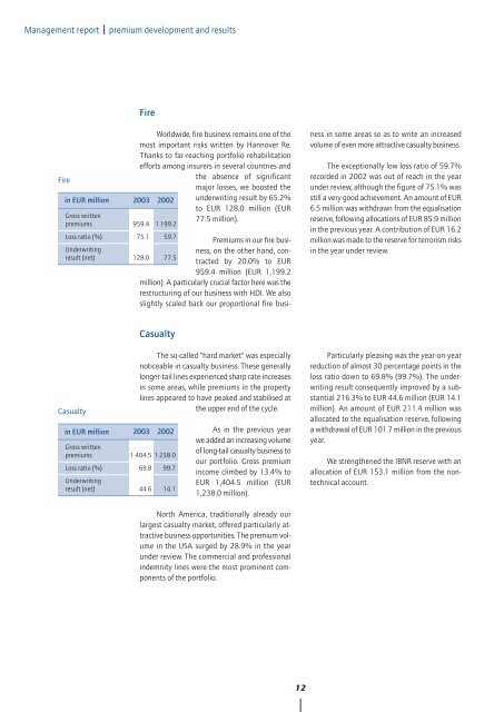 Annual Report 2003 - Hannover Re