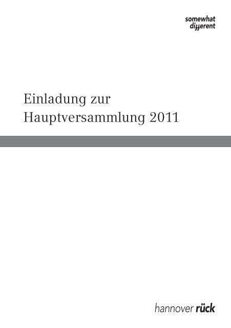 Einladung zur Hauptversammlung 2011 - Hannover Rück