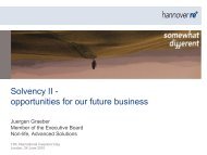 Solvency II - opportunities for our future business - Hannover Re