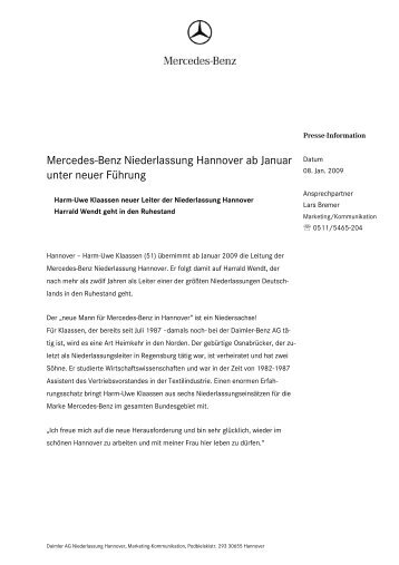 Mercedes-Benz Niederlassung Hannover ab Januar unter neuer ...