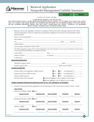 Non-profit Manangement Liability Renewal Application