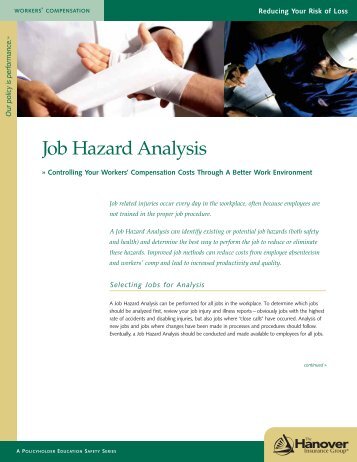 Job Hazard Analysis - The Hanover Insurance Company