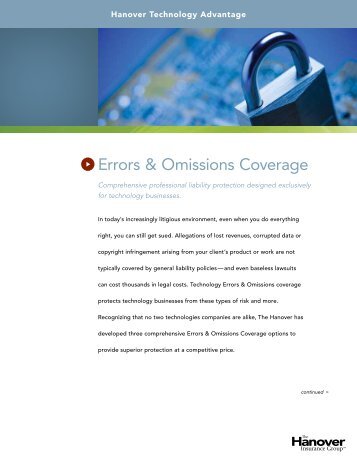 Errors & Omissions Coverage - The Hanover Insurance Company