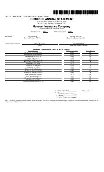 Combined Annual - The Hanover Insurance Company