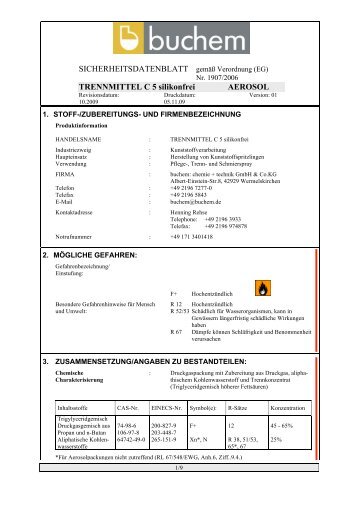 SDBL Trennmittel C 5 AEROSOL 2009 - Buchem Chemie + Technik ...