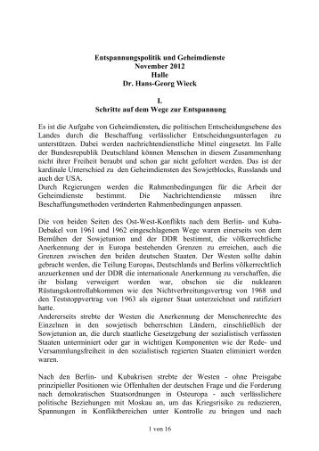 Entspannungspolitik und Geheimdienste (pdf) - Hans-Georg Wieck
