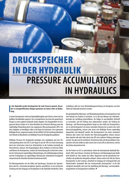 HYDRAULIKPRESSE 2/2013 - einseitig - Hansa Flex