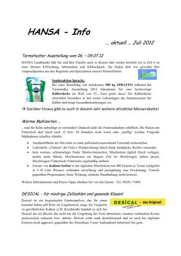 Rundschreiben 1 Juli 2012 - HANSA Landhandel