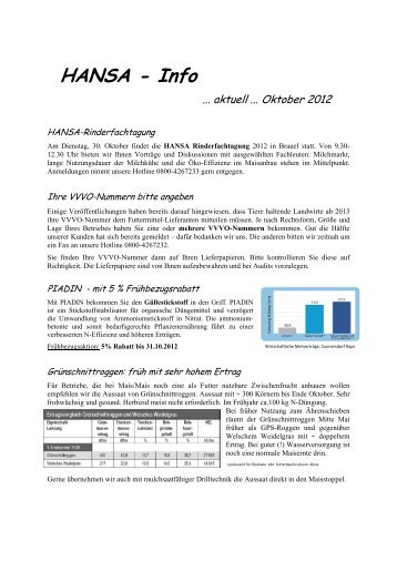 Rundschreiben 2 Oktober 2012 - HANSA Landhandel