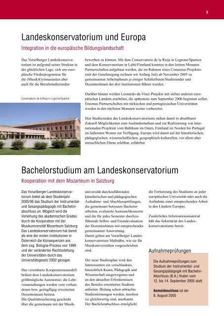 Ostinato 1 2005 - Vorarlberger Landeskonservatorium