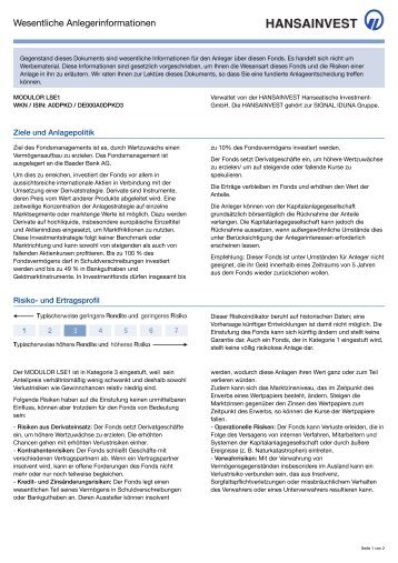 MODULOR LSE1 - DE000A0DPKD3 - Hansainvest