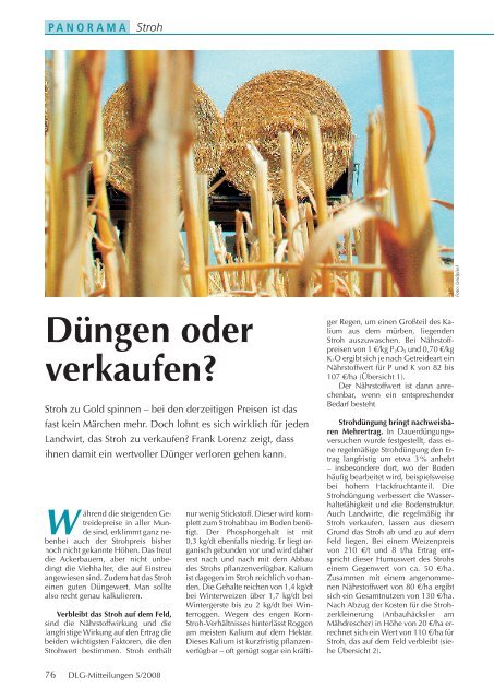Stroh - Dngen oder verkaufen - Hanse Agro