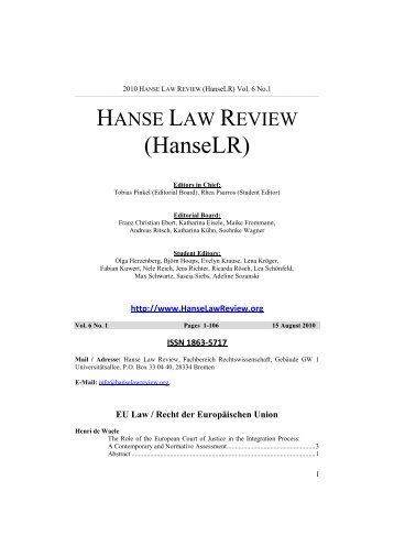 Contents - Hanse Law Review