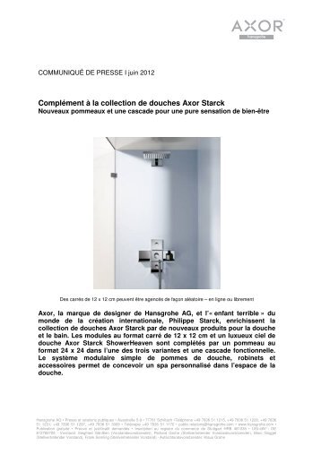 Vous trouverez ici le communiqué de presse - Hansgrohe