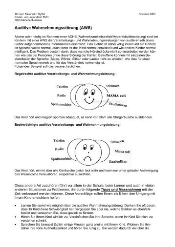 Auditive Wahrnehmungsstörung (AWS) - Tips für Eltern - Fbinkert.ch