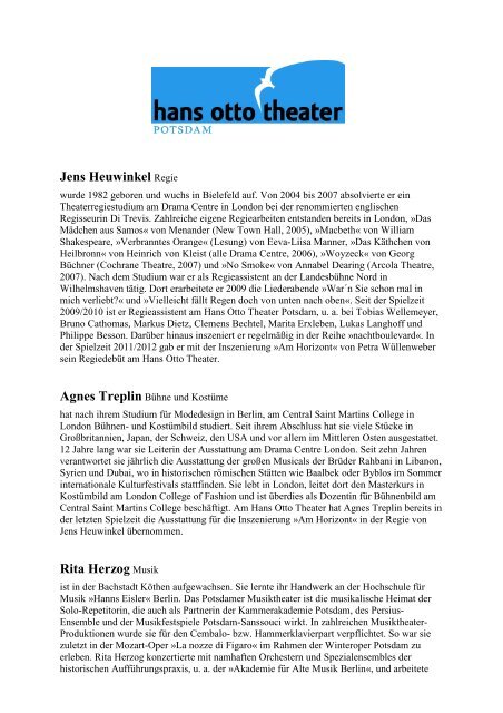 Download PDF ↓ Datei: 363 KB - Hans Otto Theater