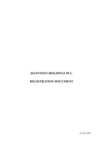 Registration Document - Hansteen Holdings plc