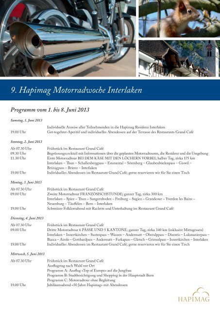 Programm vom 1. bis 8. Juni 2013 - Hapimag