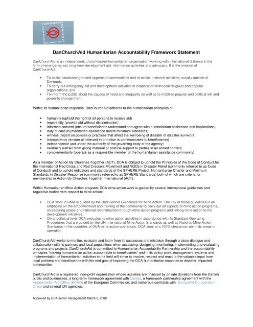 DCA Humanitarian Accountability Framework - HAP International
