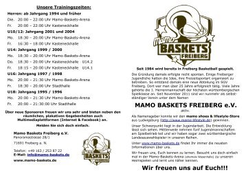 MAMO BASKETS FREIBERG e.V. Wir freuen uns auf Euch!!!