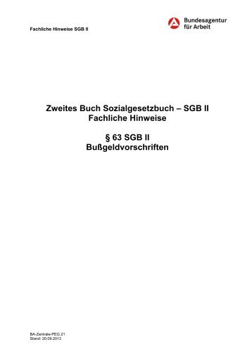 Fachliche Hinweise § 63 SGB II - Bußgeldvorschriften