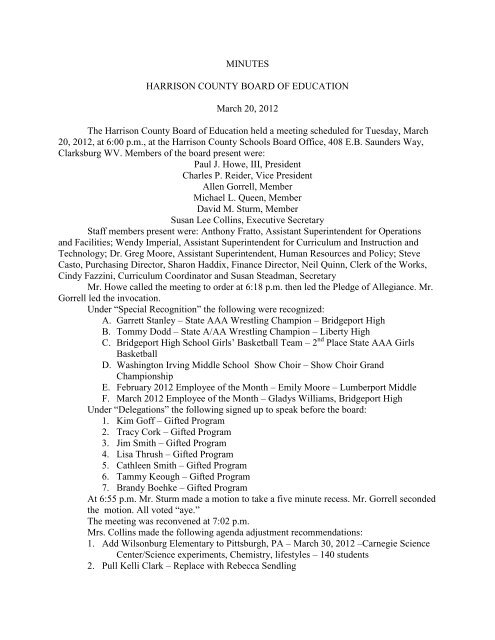 March 20, 2012 - Harrison County Schools