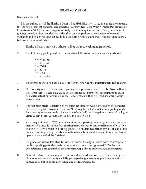 Grading system - Harrison County Schools