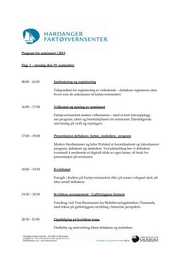 Program Nordisk Gaffelriggseminar 2013 - Hardanger og Voss ...