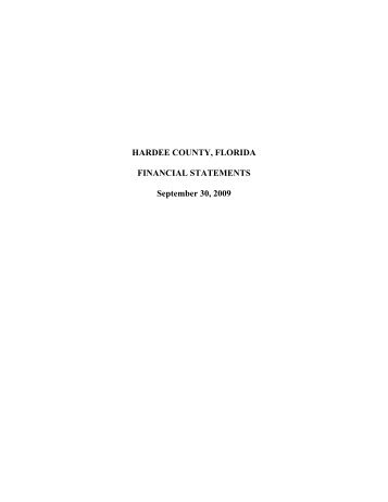 NOTES TO FINANCIAL STATEMENTS - Hardee County