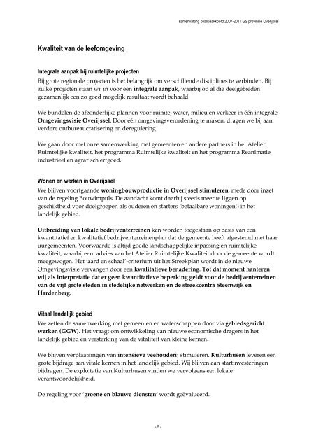 Samenvatting coalitieakkoord - Gemeente Hardenberg