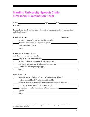 Oral Peripheral Examination Form 106
