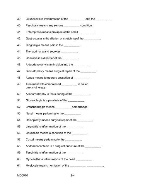 BASIC MEDICAL TERMINOLOGY SUBCOURSE ... - EnglishZone