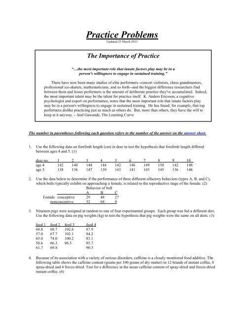 Practice Problems - Harding University