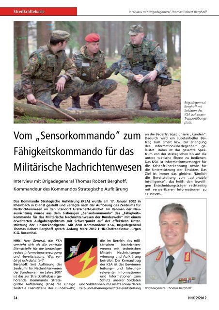 „Sensorkommando“ zum Fähigkeitskommando für das Militärische