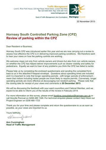 Review of parking within the CPZ