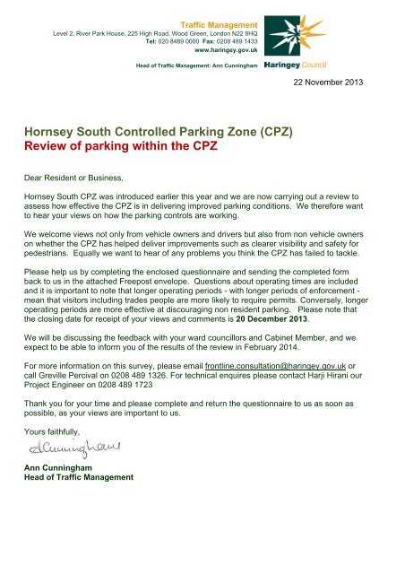 Review of parking within the CPZ