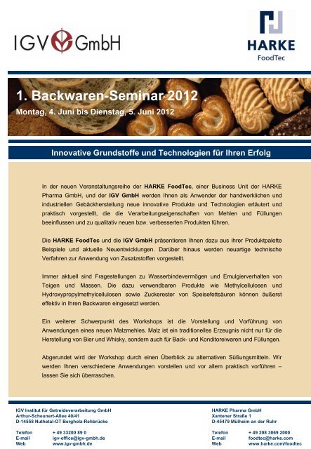 1. Backwaren-Seminar 2012 - IGV Institut für Getreideverarbeitung ...