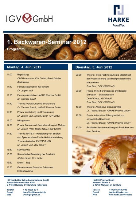 1. Backwaren-Seminar 2012 - IGV Institut für Getreideverarbeitung ...