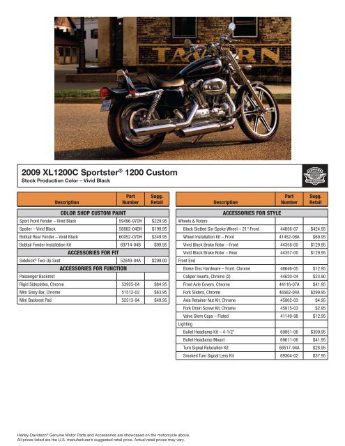 2009 XL1200C Sportster® 1200 Custom - Harley-Davidson