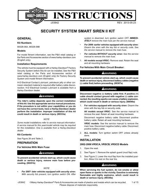 SECURITY SYSTEM SMART SIREN II KIT - Harley-Davidson