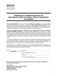 DEMANDE DE CANDIDATURE POUR UN ... - Harley-Davidson