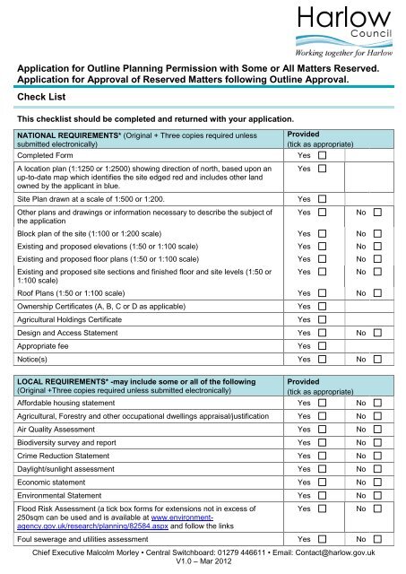 Outline with all matters reserved Checklist 10