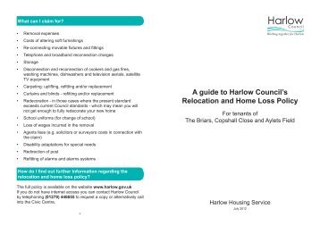 Guide to Relocation and Home Loss Policy - Harlow Council