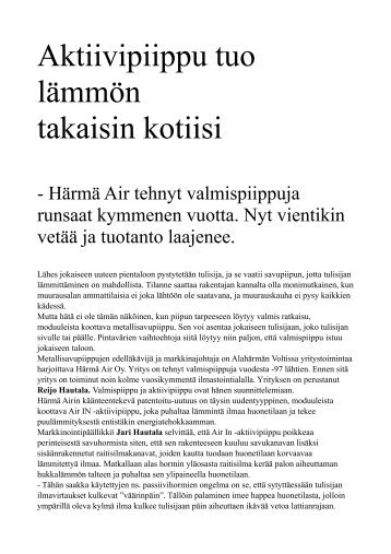 Ykköset Lehti / Aktiivipiippu - Härmä Air