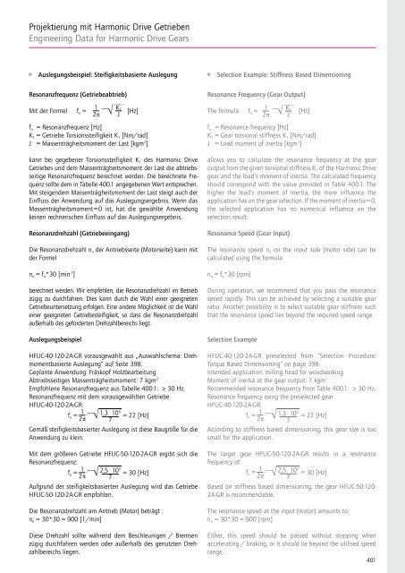 Projektierung mit Harmonic Drive Getrieben Engineering Data for ...