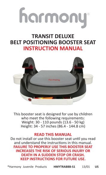 transit deluxe belt positioning booster seat ... - Harmony Juvenile