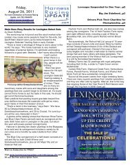 Friday, August 26, 2011 - HarnessRacingUpdate.com