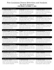 Free Louisiana Downs Selections and Analysis